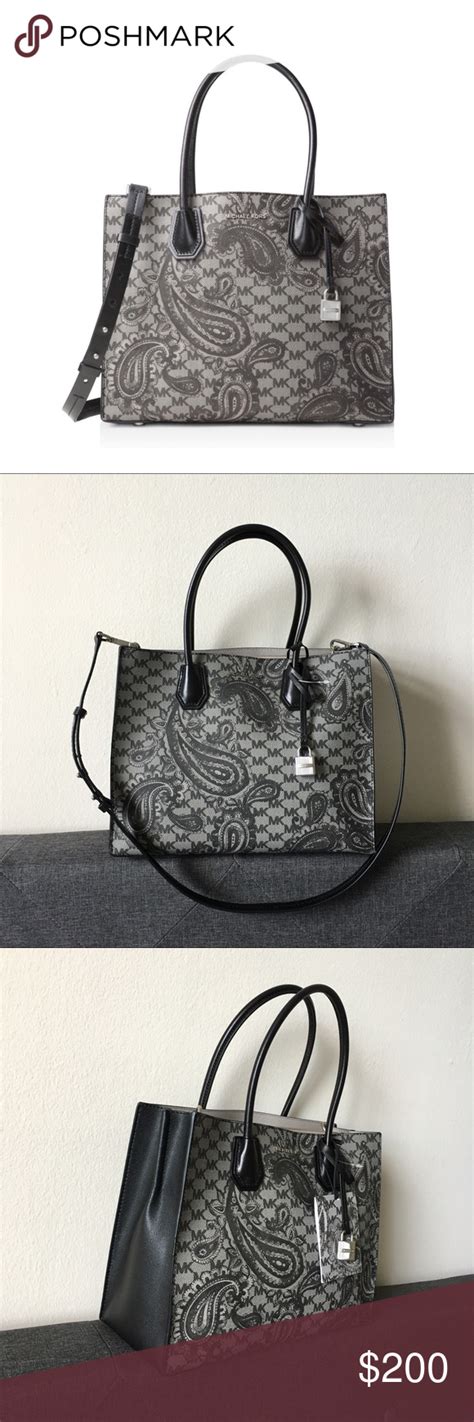 paisley print michael kors purse|Michael Michael Kors Mercer Paisley Large Bag, Black Grey.